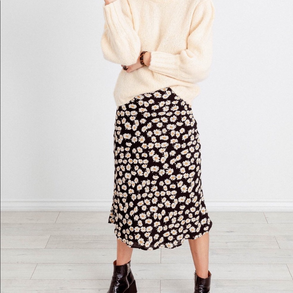 Rails Black Daisy Midi Skirt NWT
